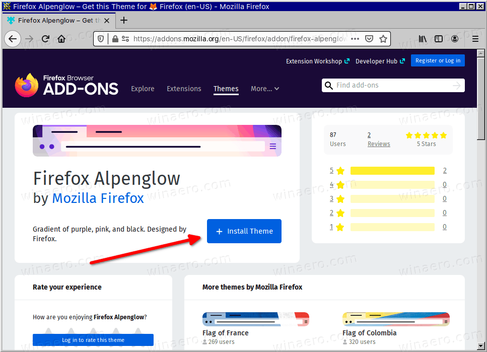 Firefox Install AlpenGlow Theme