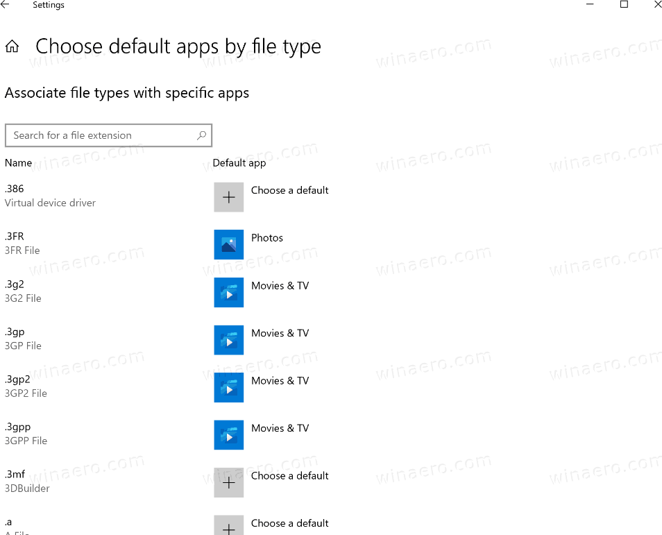 Поиск приложений по умолчанию в настройках Windows 10