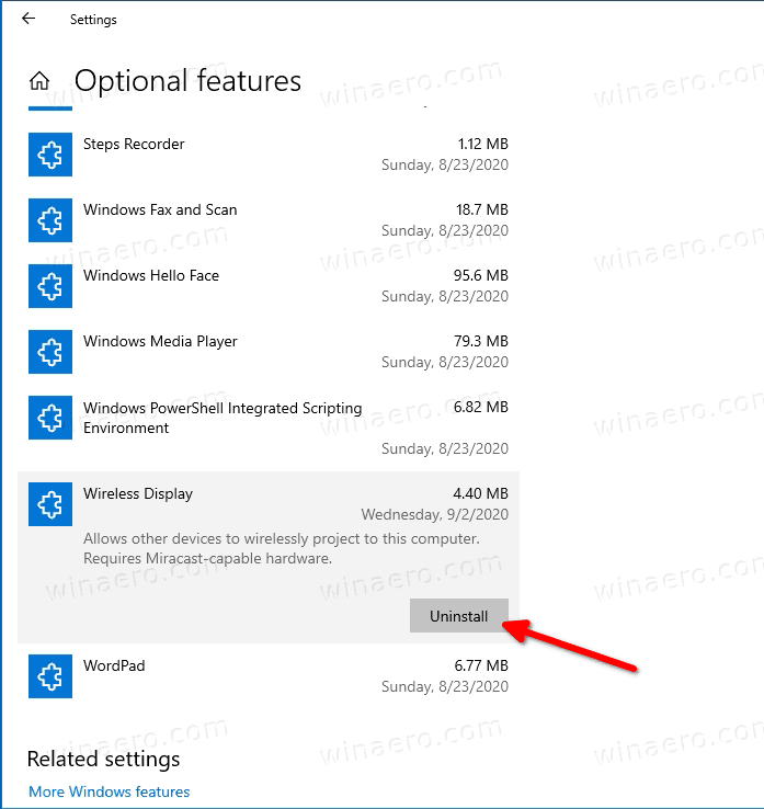 Windows 10 Remove Miracast Wireless Display