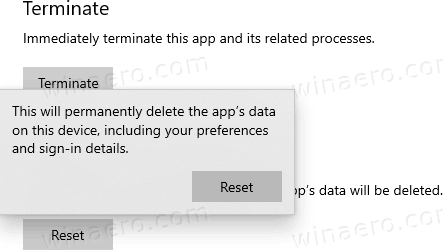 Settings App Reset App Confirmation