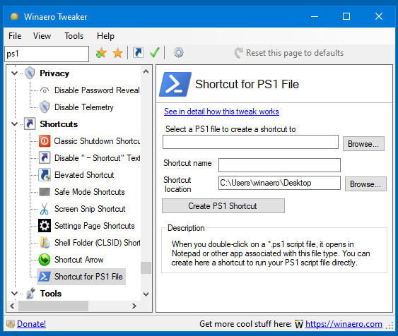 Tweaker Run Ps1 Shortcut Tool