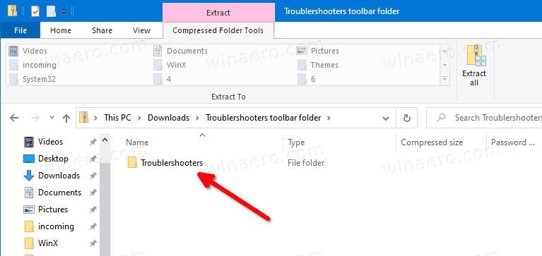 Windows 10 Troubleshooters Folder In ZIP