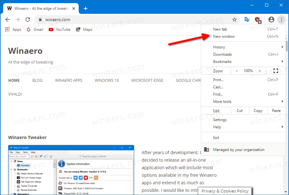 В Google Chrome отключен режим инкогнито