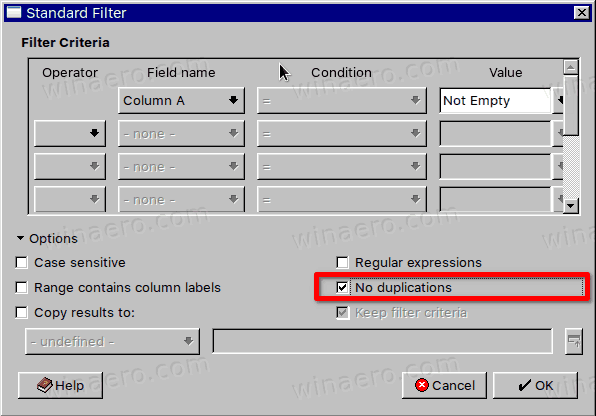 LibreOffice Calc Remove Duplicates
