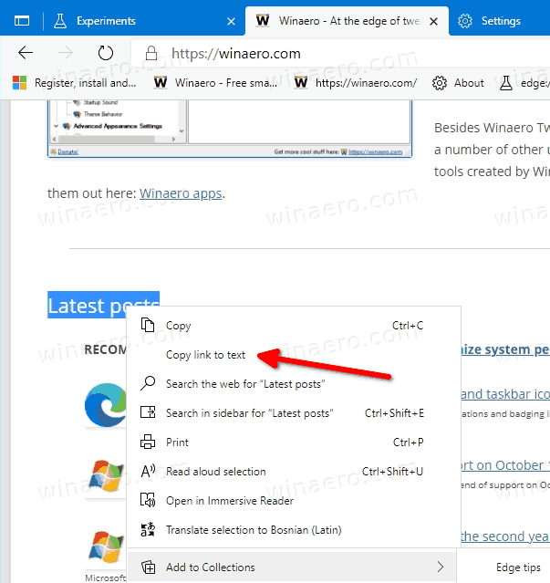 Microsoft Edge Copy Link To Text