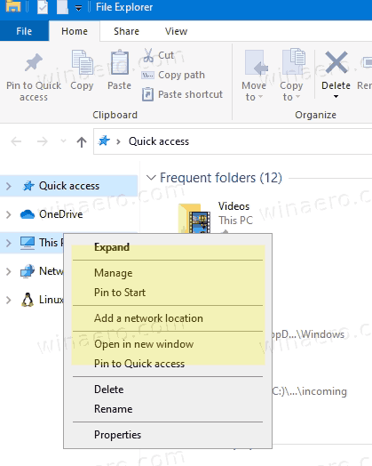 Network Drive Commands Removed From Context Menu Of This PC