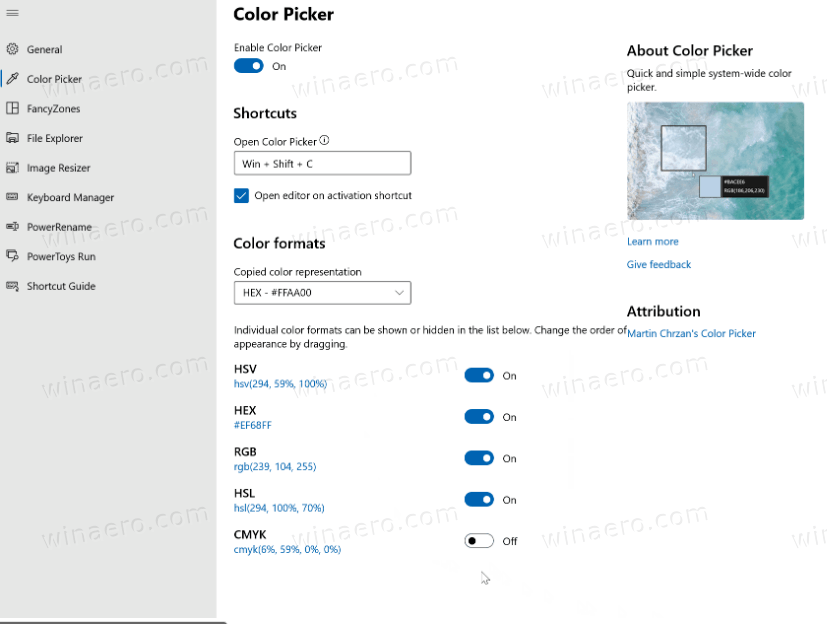 How to copy colors with the Color Picker tool in PowerToys