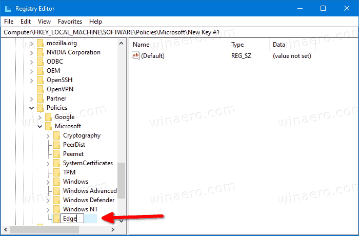 Create Edge Policies Key In Registry