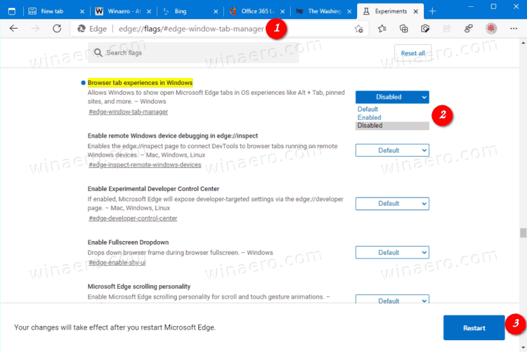 Disable Edge Browser Tab Experiences In Windows 10