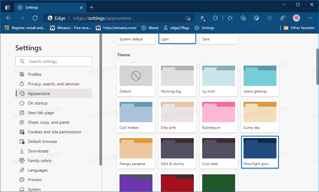 Edge Custom Color Theme Applied