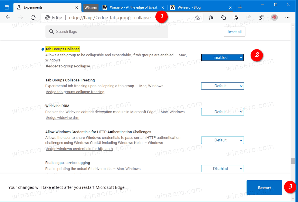 Enable Tab Groups Collapse In Microsoft Edge