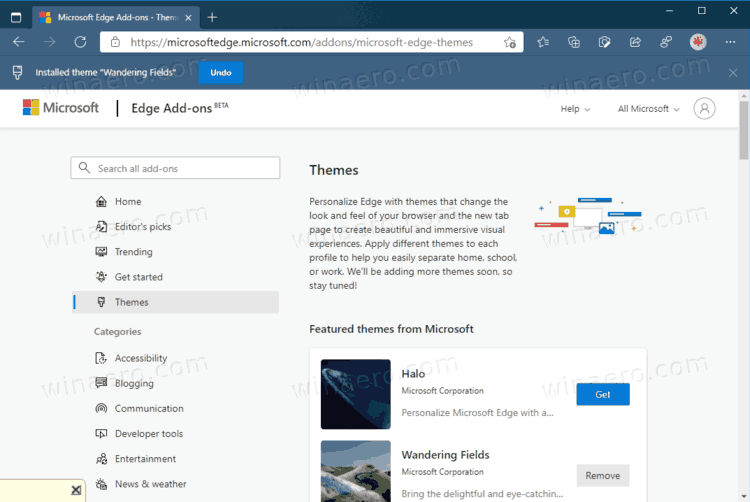 microsoft edge themes download