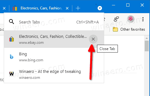 Tab Search Close Tab Button In Microsoft Edge