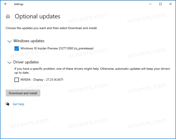 Windows 10 Build 21277 Optional Update