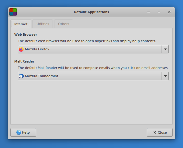Xfce 4.16 Settings Default Apps