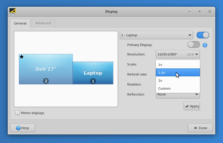 Xfce 4.16 Settings Display