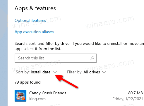 App List Sorted By The Installation Date