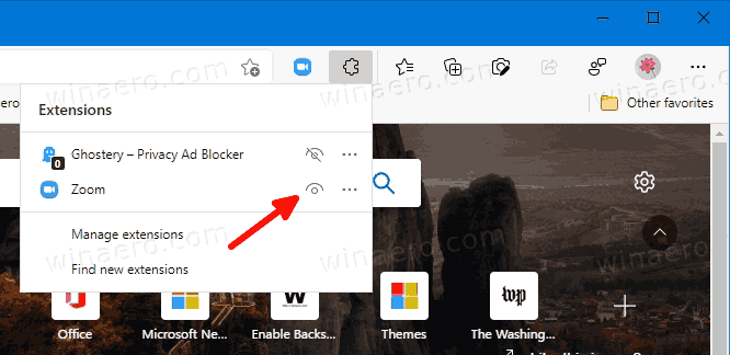 Edge Extensions Toolbar Button
