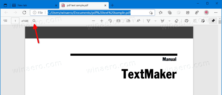 Edge Search Button In PDF Reader