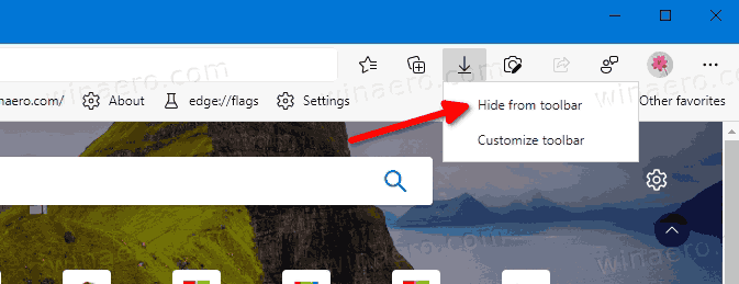 Edge Remove Downloads Button From Toolbar