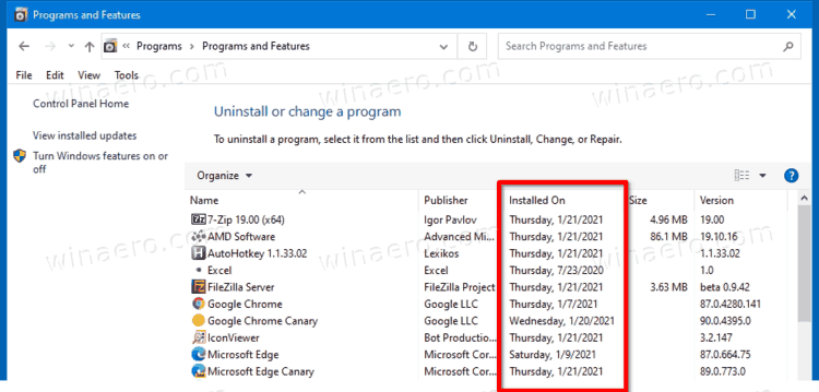 Find Program Install Date In Control Panel