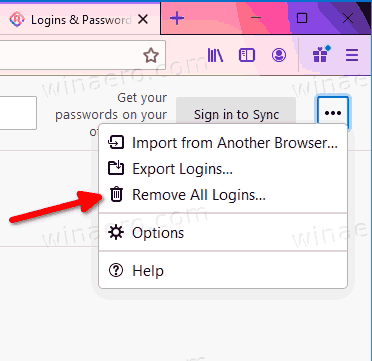 Firefox Remove All Logins