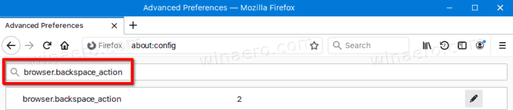 Firefox Browser Backspace Action Parameter