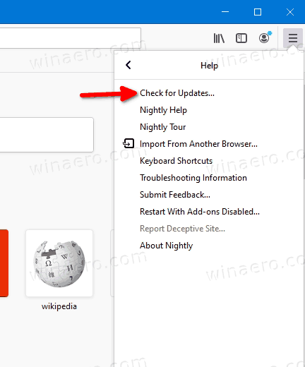 help about firefox check for updates