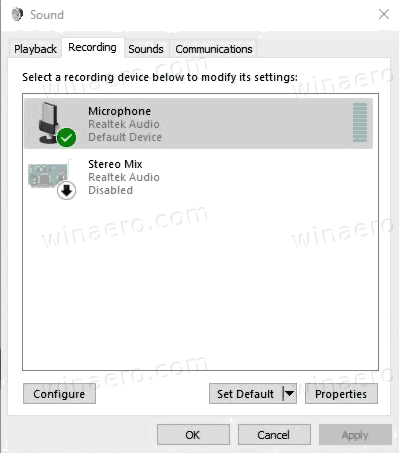 Windows 10 Recording Tab