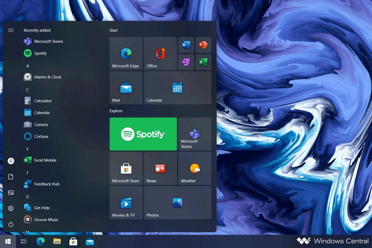 Sunvalley Rounded Start Menu Windows 10 Mock