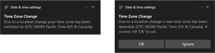 Time Zone Change Notification