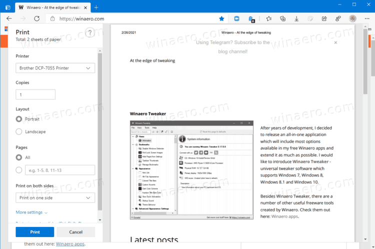 Edge Print Preview Dialog