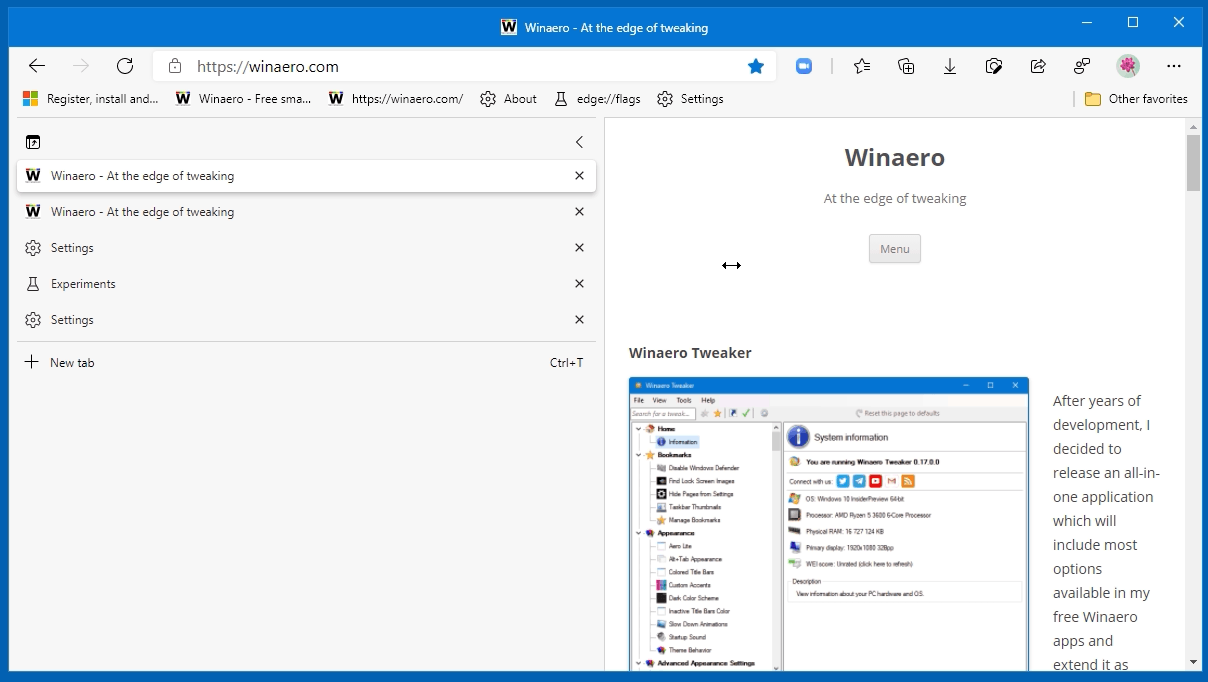 Microsoft Edge Has Received Resizable Vertical Tabs