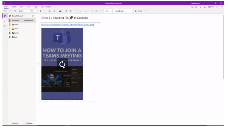 OneNote Pinterest Integration