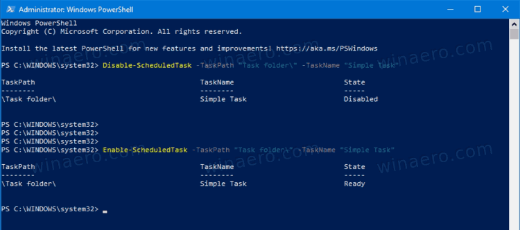 PowerShell Enable Scheduled Task