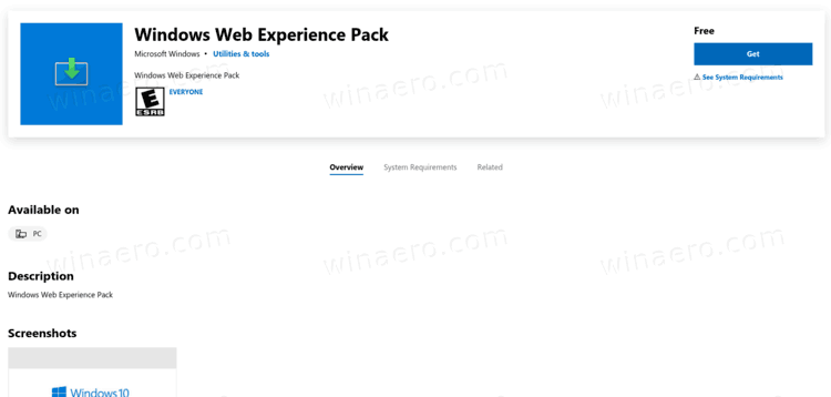 Windows Web Experience Pack