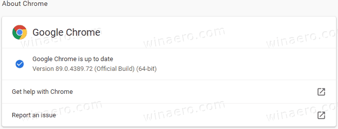Chrome 89 About Version