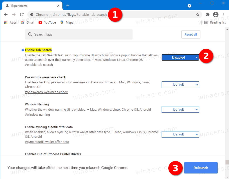 Disable Search Tabs Button In Chrome