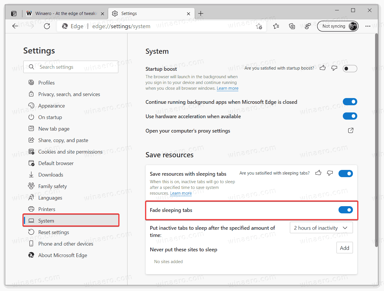 Disable Tab Fading In Microsoft Edge