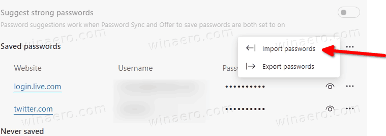 Edge Import Passwords From CSV File