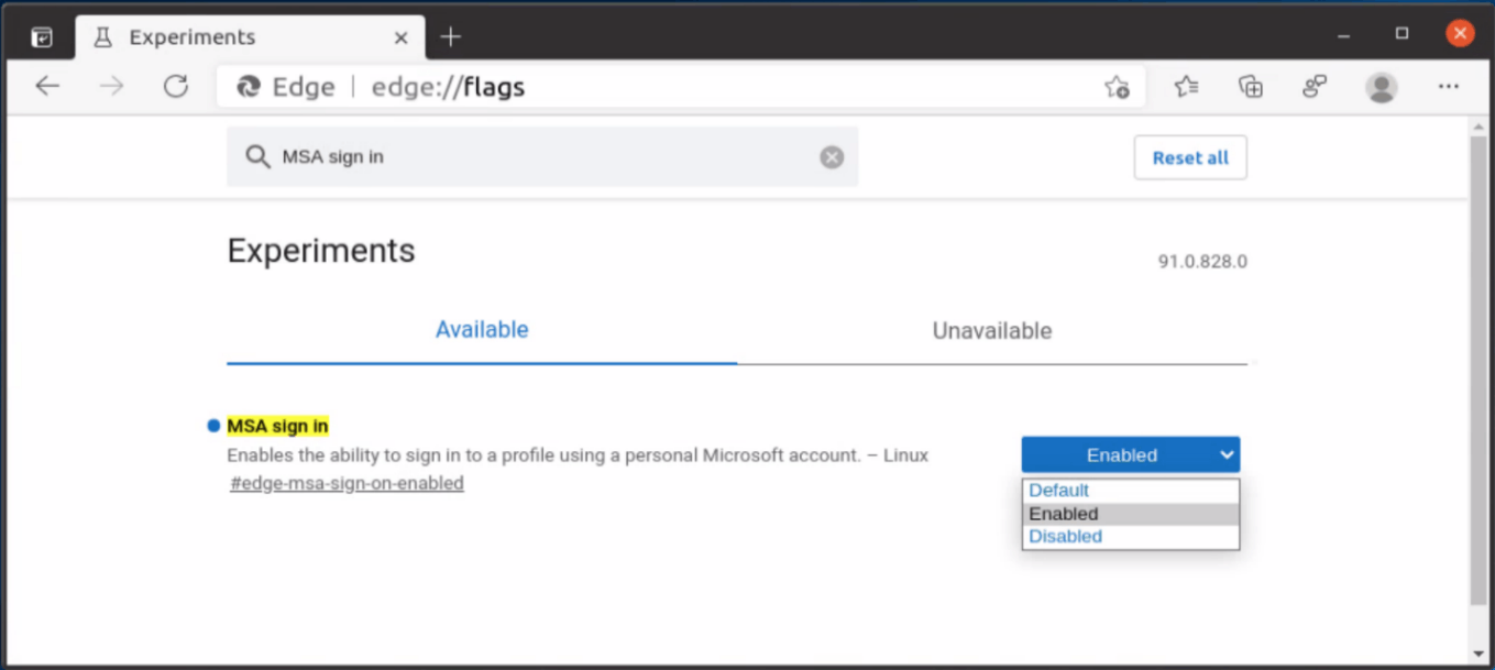 Enable Microsoft Account And Sync In Edge On Linux