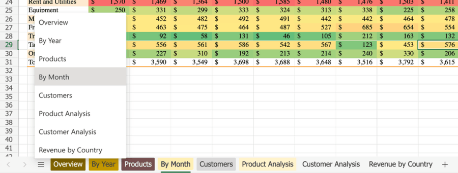 Excel Online Navigation