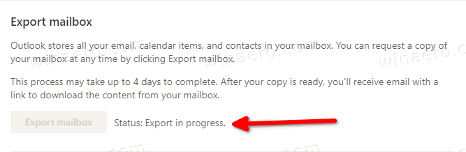 Export Mailbox Copy From Outlook Status