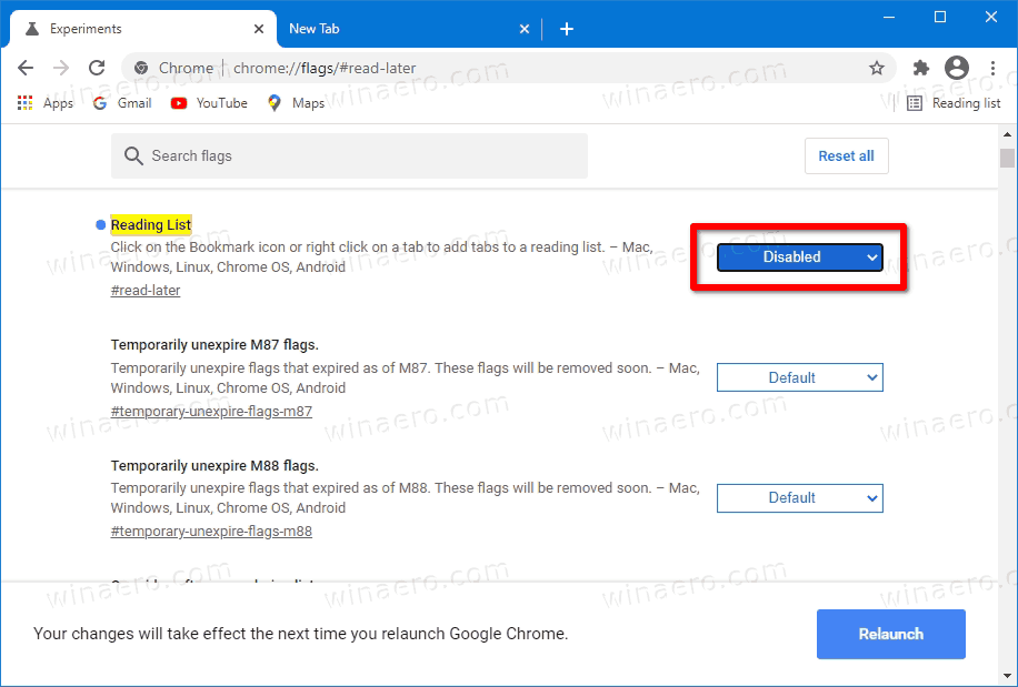 Google Chrome Disable Reading List Button