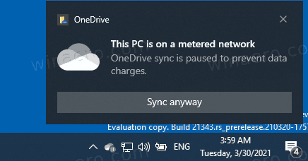 OneDrive Sync Auto Paused Notification
