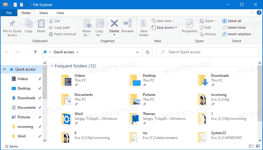 Quick Access Folders In Windows 10 File Explorer