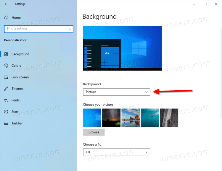 Windows 10 установить фон рабочего стола на картинку