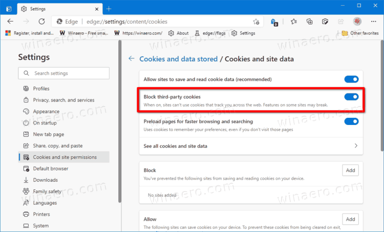 Block Third Party Cookies In Edge