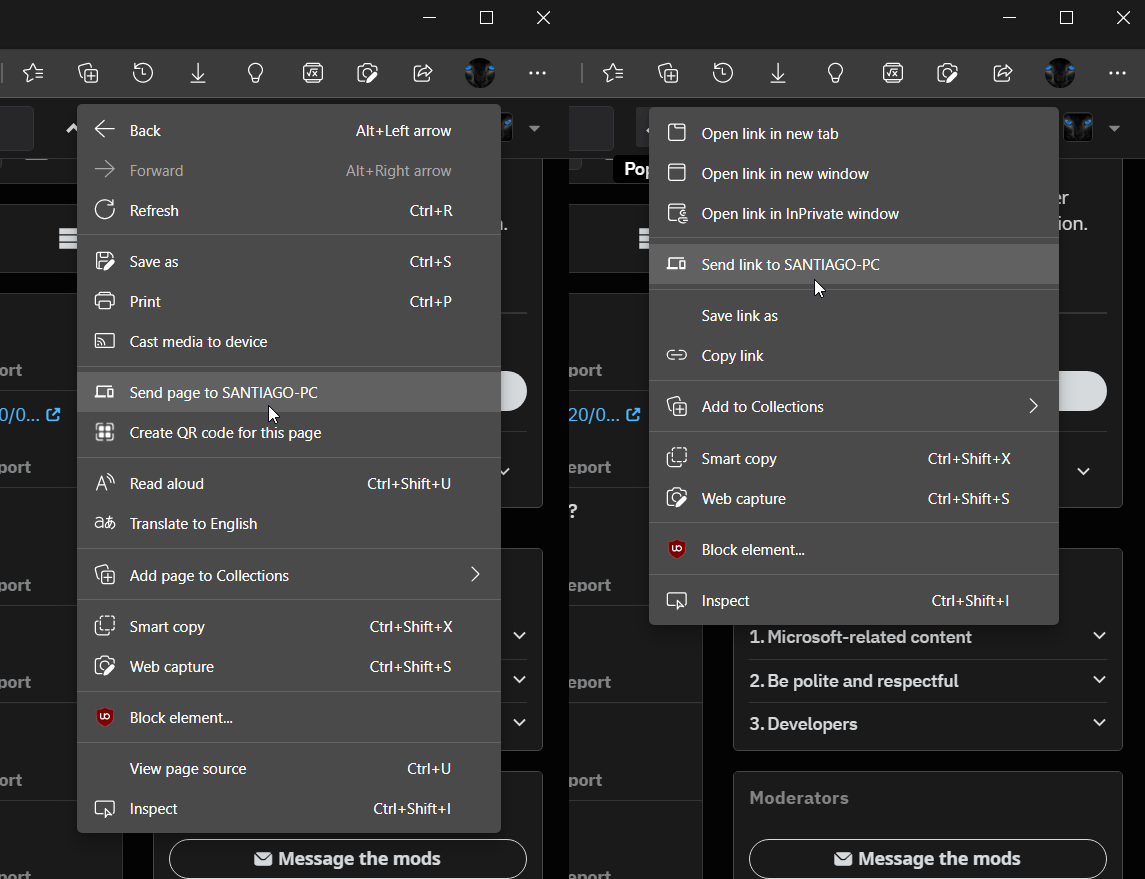 Edge Send Tabs