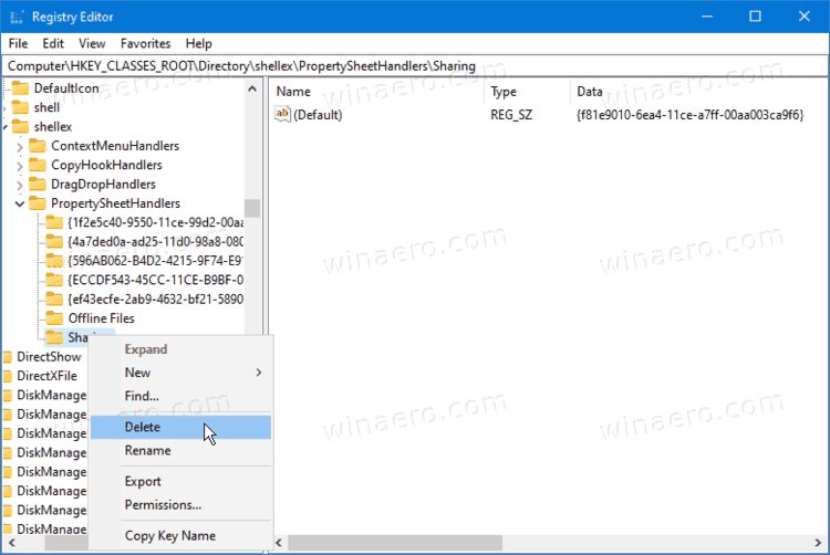 File Explorer Remove Sharing Tab